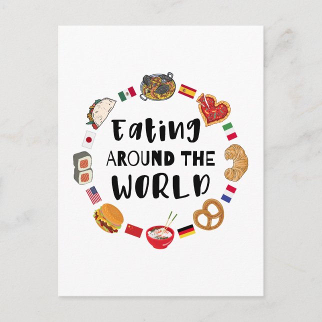 Essen auf der ganzen Welt Postkarte (Vorderseite)
