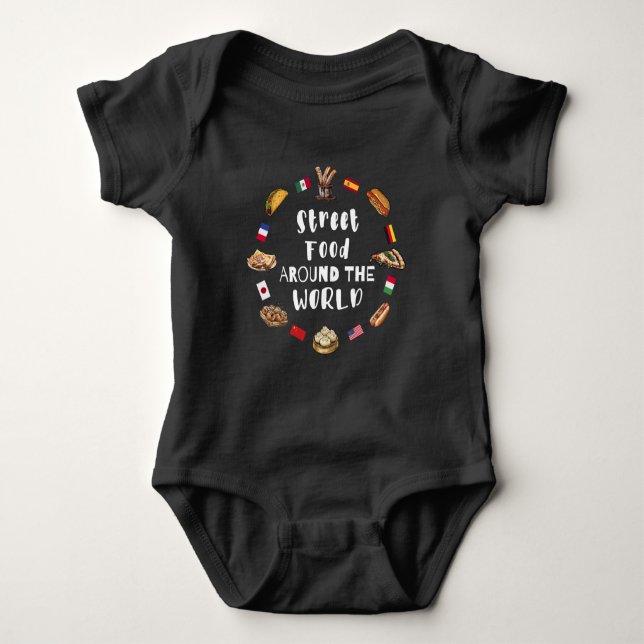Essen auf der Straße auf der ganzen Welt Baby Strampler (Vorderseite)