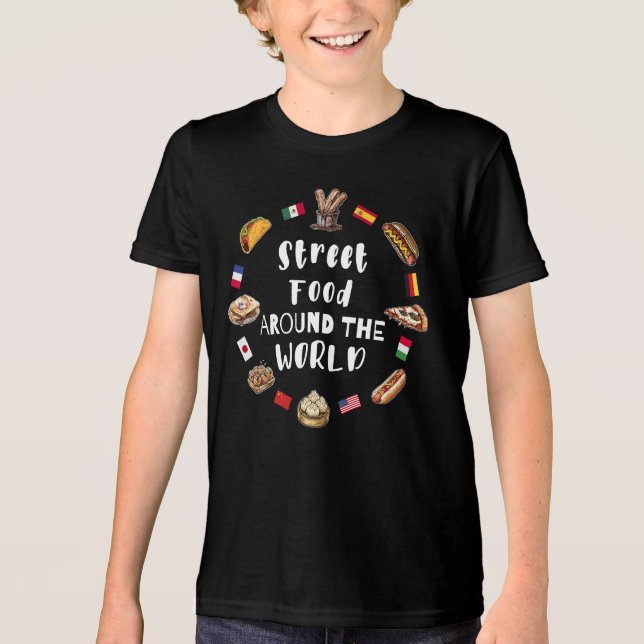 Essen auf der Straße auf der ganzen Welt Tri-Blend Shirt (Vorderseite)