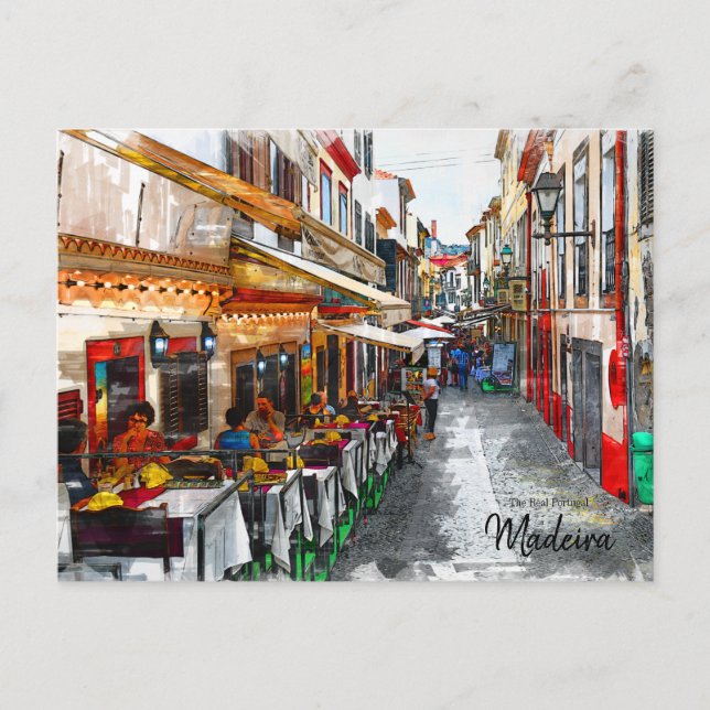 Essen auf Madeira, Portugal Postkarte (Vorderseite)