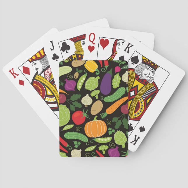 Essen auf schwarzem Hintergrund Spielkarten (Rückseite)