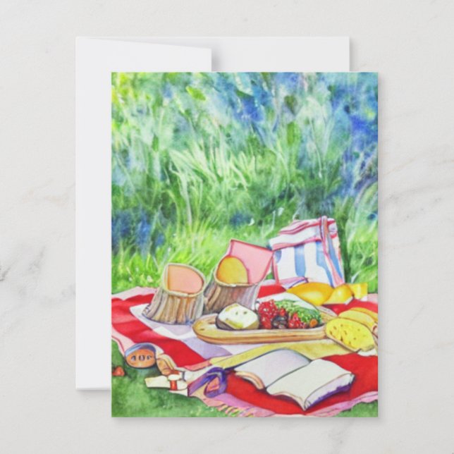 Essen außerhalb Aquarellfarben Mitteilungskarten (Vorderseite)
