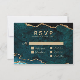 Essen Auswahl Aquamarine Gold Agate Hochzeit RSVP Karte