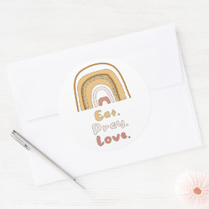 Essen, beten, Liebe motivierend bunten Boho Regenb Runder Aufkleber