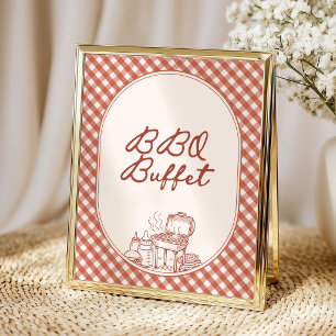 Essen Buffet Baby Q BBQ Paare Baby Shower Poster