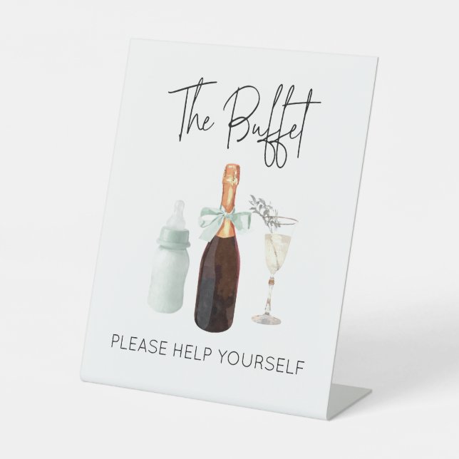 Essen Buffet Schild für Baby Dusche Grün Sip & See (Vorderseite)