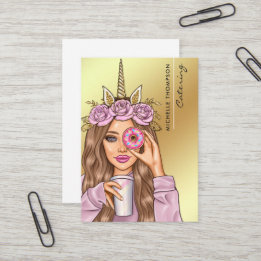 Essen Catering Whimsical Einhorn Dame Visitenkarte