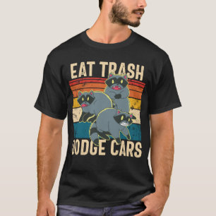 Essen Dodge Müllwagen Retro Raccoon Müllhalde Pand T-Shirt