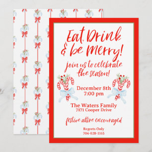 Essen Drink & Be Merry - Candy Cane Weihnachten Pa Einladung