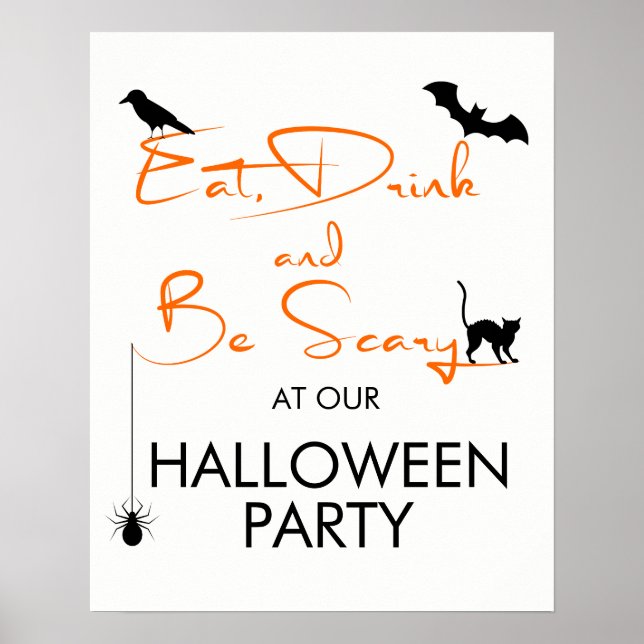 Essen Drink & Beängstigendes Halloween-Party Begrü Poster (Vorne)