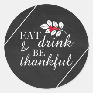Essen Drink, Chalkboard-Erntedank Runder Aufkleber