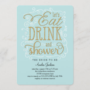 Essen Drink Dusche Bridal Dusche Einladung blau