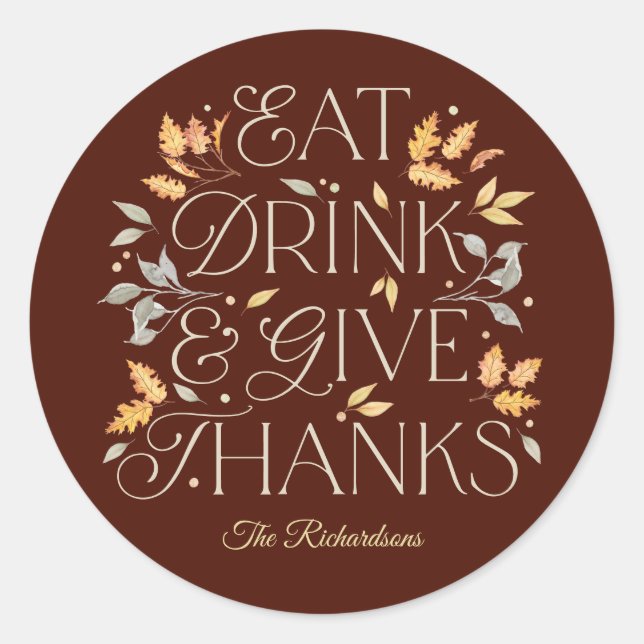 Essen Drink gib Dank Erntedank Party Sticker (Vorderseite)