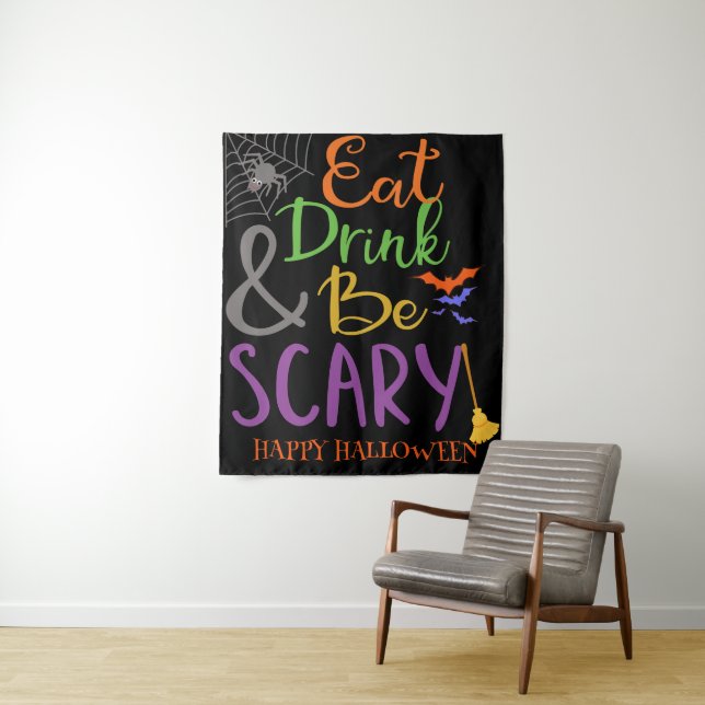 Essen Drink & Sei Beängstigend Nachtspinnen Fleder Wandteppich (Beispiel)
