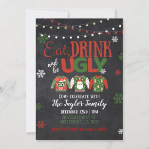 Essen Drink & Sei einfach Weihnachten Party Einlad Einladung