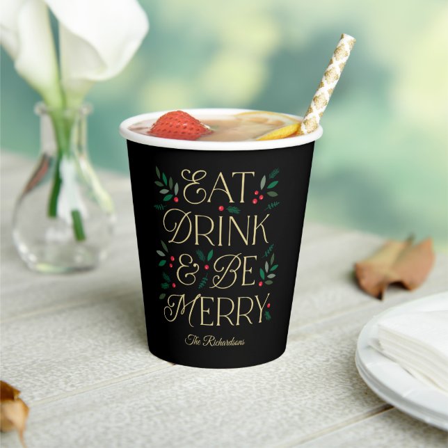Essen Drink sei frohe Weihnachts-Party Papier Cup Pappbecher (In Situ)