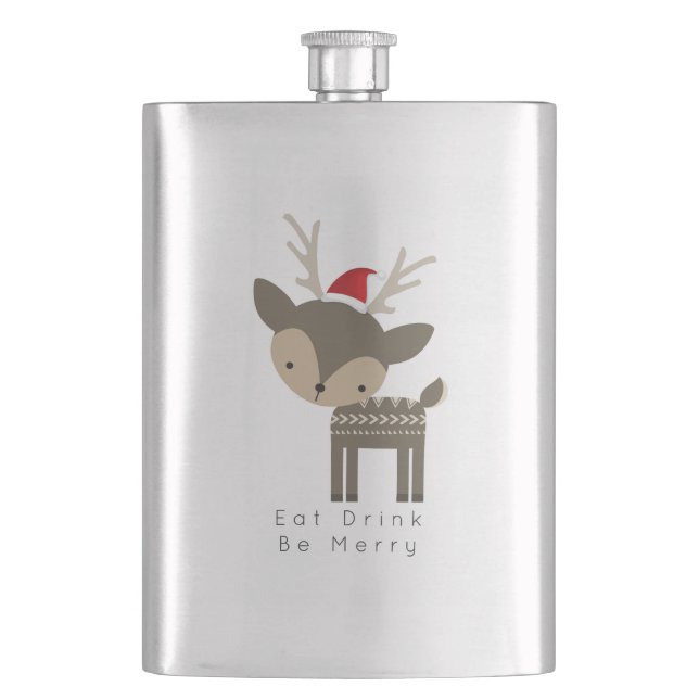 Essen Drink sei frohe Weihnachtsweih in roter Weih Flachmann (Vorderseite)