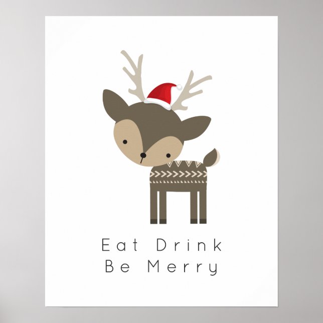 Essen Drink sei frohe Weihnachtsweih in roter Weih Poster (Vorne)