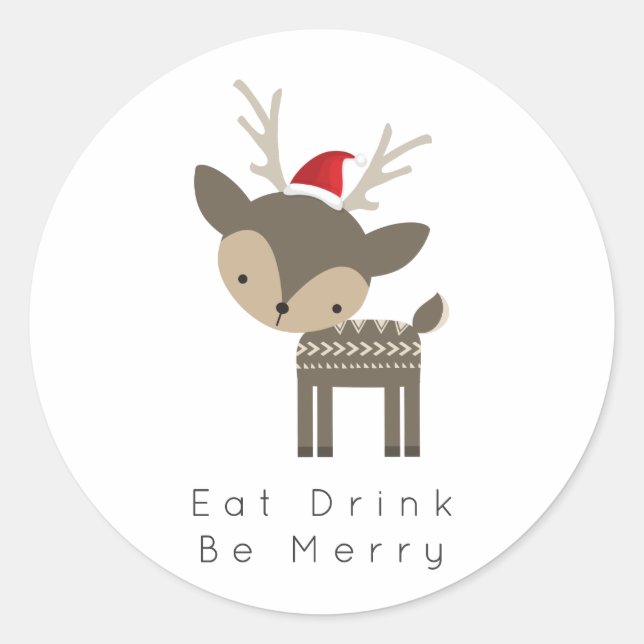 Essen Drink sei frohe Weihnachtsweih in roter Weih Runder Aufkleber (Vorderseite)