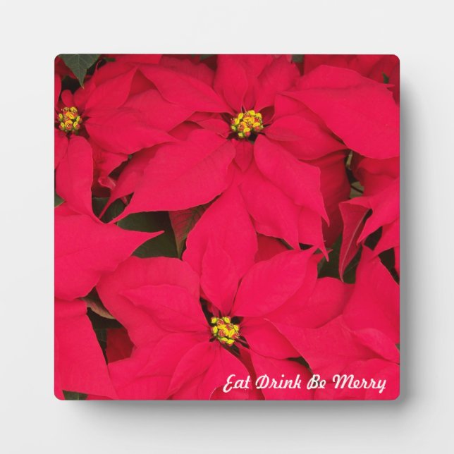 Essen Drink sei fröhlich festliche Poinsettias Fotoplatte (Vorderseite)