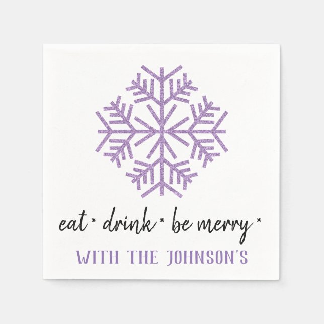 Essen Drink sei Lila Pflaume Schwarz-weiß Schnee. Serviette (Vorderseite)