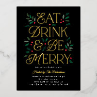 Essen Drink sei Merry Foil Holiday Einladung Postk