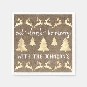 Essen Drink sei Merry Gold Rentier Kraft Bronze Wh Serviette