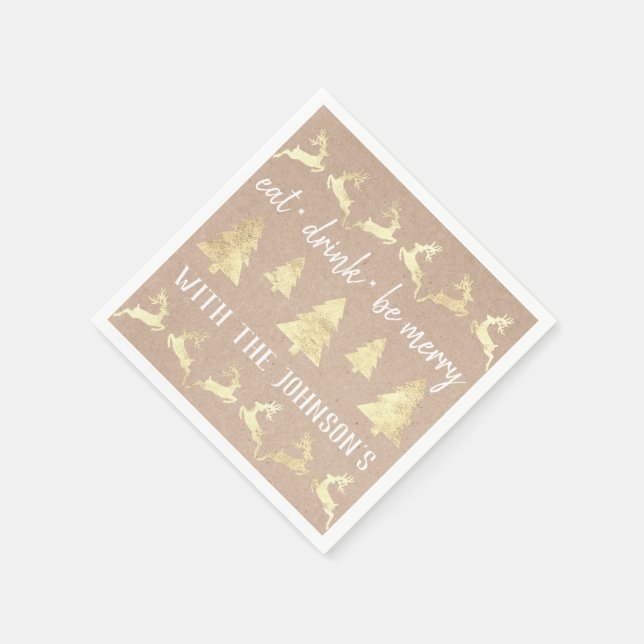 Essen Drink sei Merry Gold Rentier Kraft Hütte Lux Serviette (Ecke)