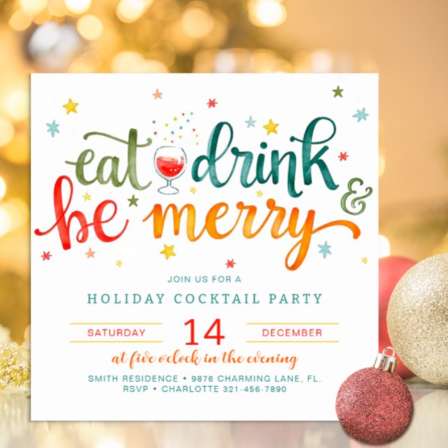 Essen Drink sei Merry Holiday Party Einladung (Fun Holiday Party Invite)