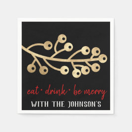 Essen Drink sei Merry Red Gold White Black Rowan Serviette