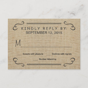 Essen Drink sei Verheiratet Burlap Wedding RSVP Karte