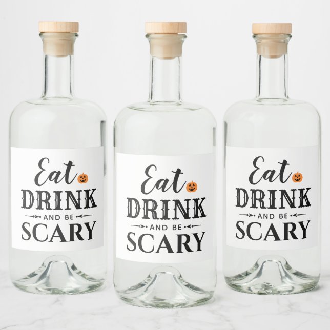 Essen Drink und Beängstigend sein moderne Typograf Alkoholflaschenetikett (Flaschen)