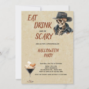 Essen Drink und Beängstigendes Vintages Halloween- Einladung