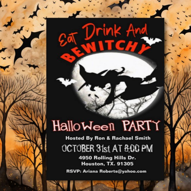 Essen Drink und bewitziges Halloween-Party Einladu Einladung (Von Creator hochgeladen)