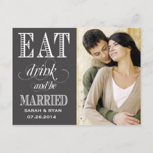 Essen Drink und Verheiratete Schwarze Hochzeit spe Ankündigungspostkarte
