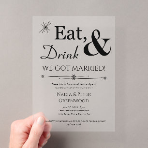 Essen Drink Wir Got Verheiratete Elopement Hochzei Acryleinladungen