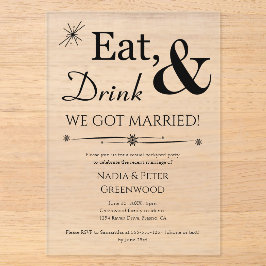 Essen Drink Wir Got Verheiratete Elopement Hochzei Acryleinladungen