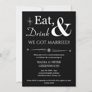 Essen Drink Wir Got Verheiratetes Foto Elopement P Einladung