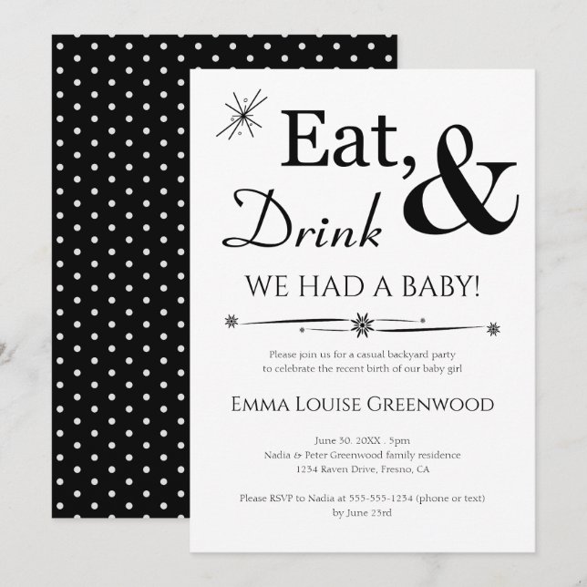 Essen Drink Wir hatten eine Baby Ankündigung Lässi (Vorne/Hinten)