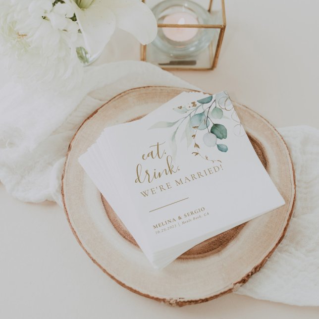 Essen Drink Wir sind Verheiratete Goldhochzeit Serviette (Von Creator hochgeladen)