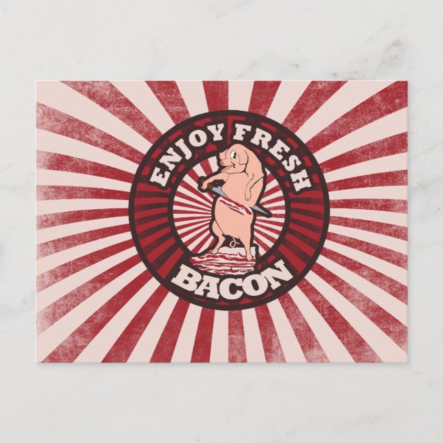 Essen Fresh Bacon Funny Pig Parody Postkarte (Vorderseite)