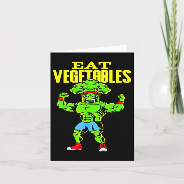 Essen Gemüse Funny Broccoli Fitness Strengthspart Karte (Vorderseite)