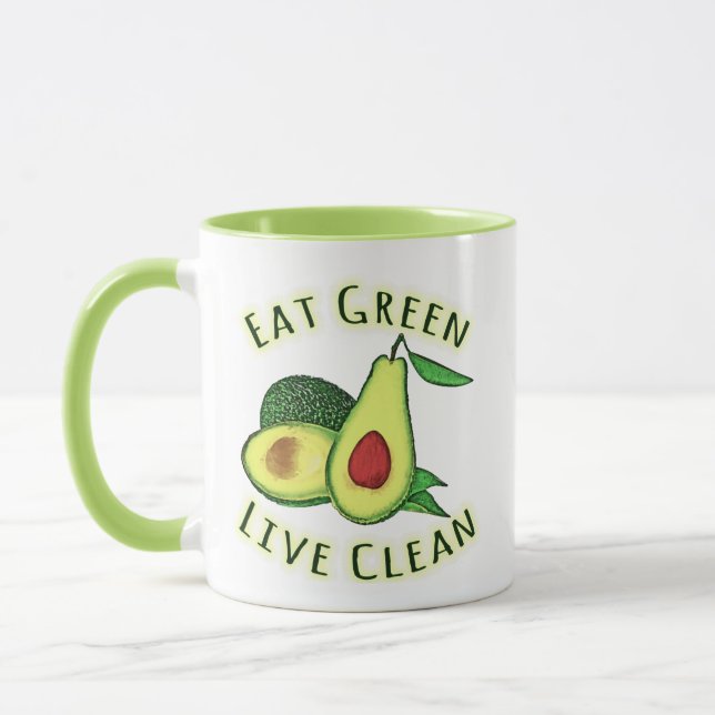 Essen Grün Live Clean - Welt Vegetarier Tag Tasse (Links)