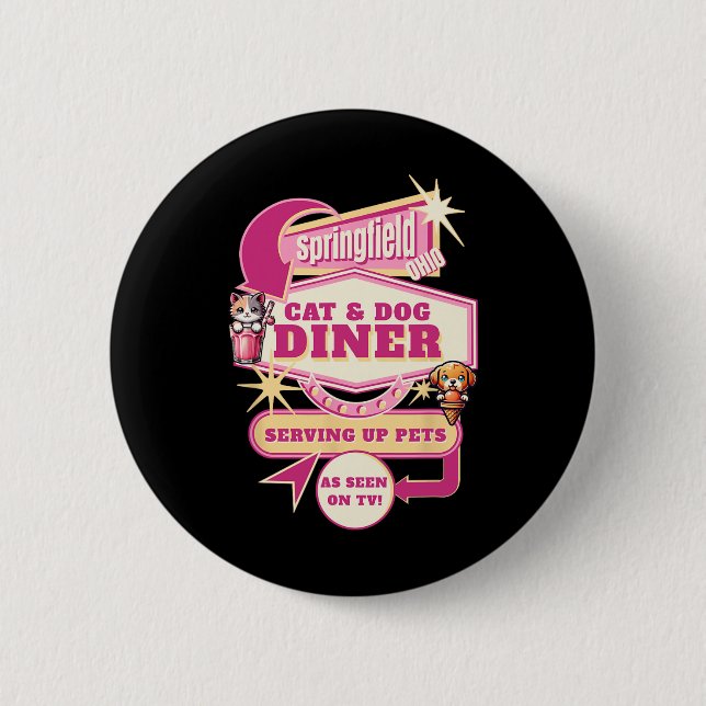 Essen Haustiere Springfield Ohio Funny Cats Hunde  Button (Vorderseite)