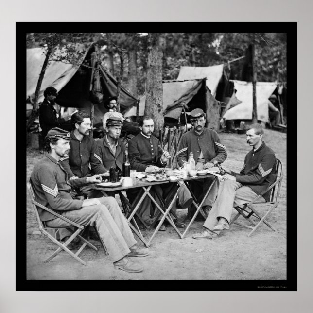 Essen im Camp Mess in Bealeton, VA 1863 Poster (Vorne)