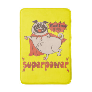 Essen ist mein überragender Rotkleid Mops Comic St Badematte