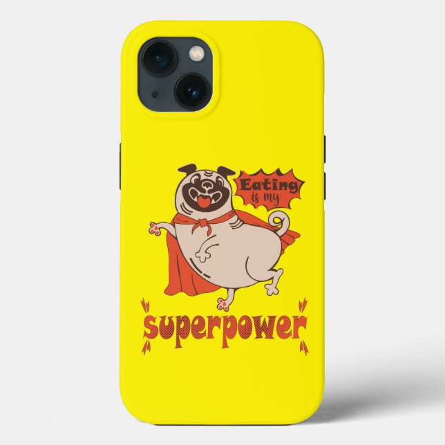Essen ist mein überragender Rotkleid Mops Comic St Case-Mate iPhone Hülle (Rückseite)