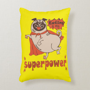 Essen ist mein überragender Rotkleid Mops Comic St Dekokissen