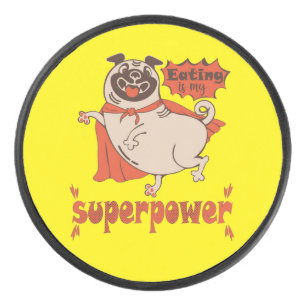 Essen ist mein überragender Rotkleid Mops Comic St Eishockey Puck