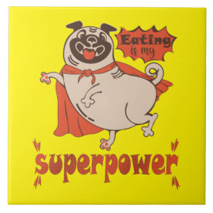 Essen ist mein überragender Rotkleid Mops Comic St Fliese